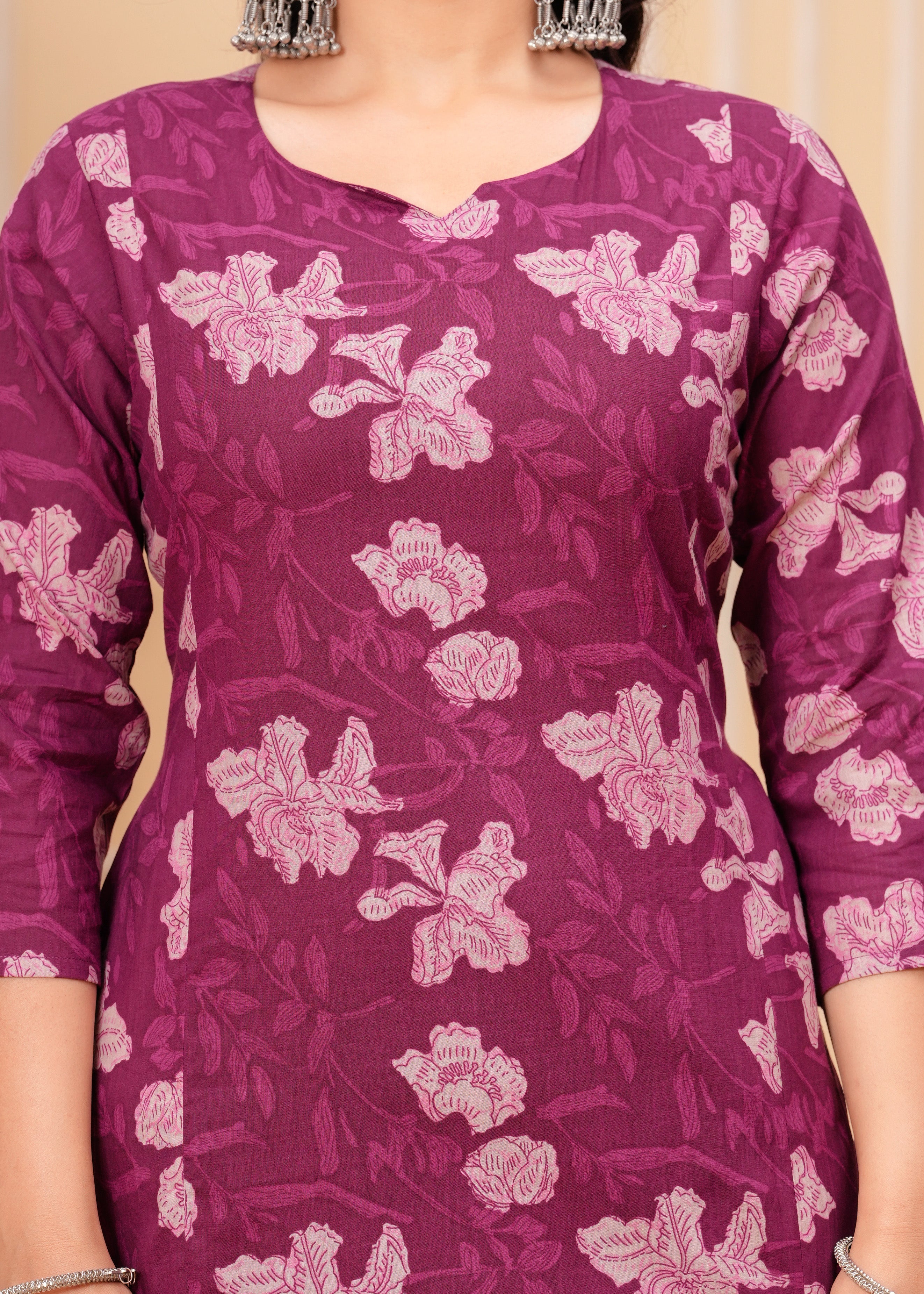 Plum Cotton Kurta Set